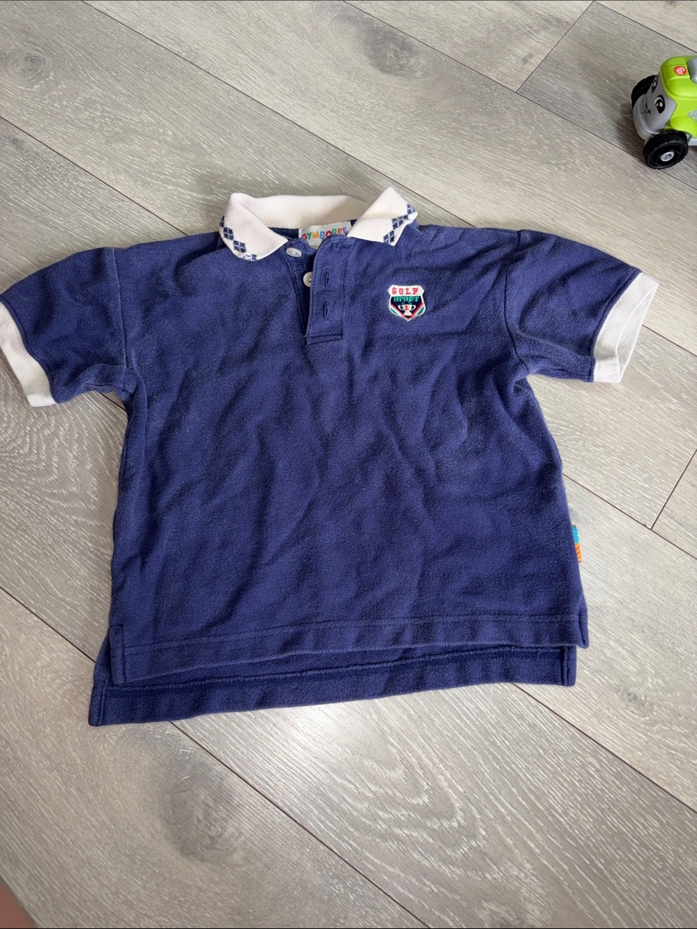 Gymboree Navy Polo with White Trim and Embroidered Crest